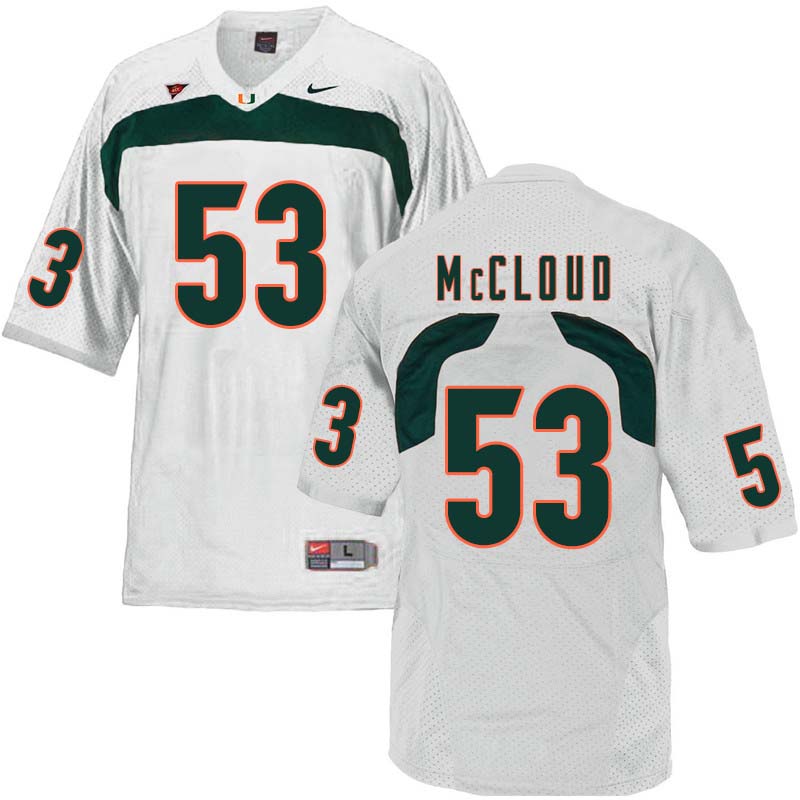 Nike Miami Hurricanes #53 Zach McCloud College Football Jerseys Sale-White